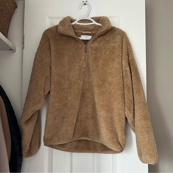 TNA Tan Fuzzy Zip Mockneck - Picture 2 of 7